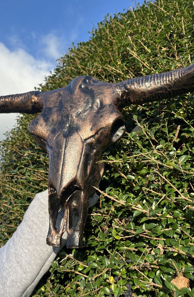 Side Of The Bronze & Copper Bison Skull Home Ornament