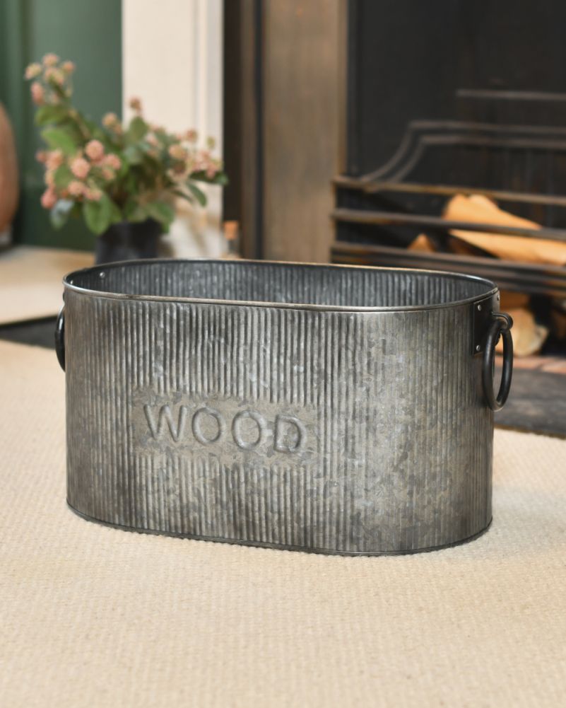 Ribbed Steel Log Basket 