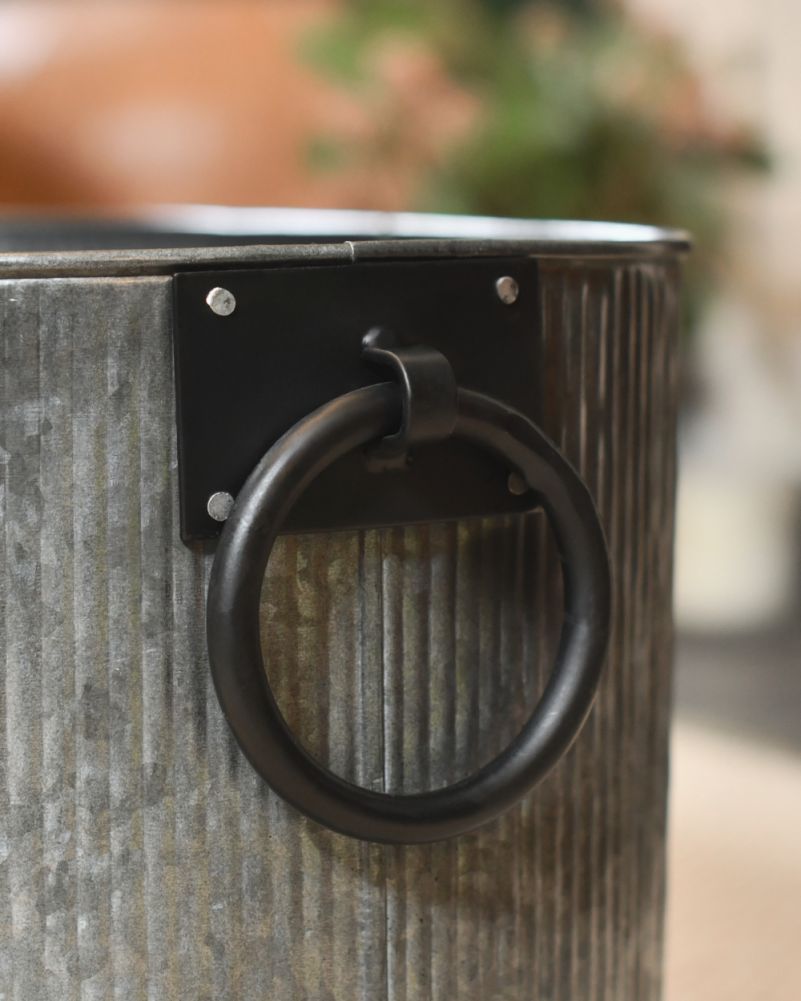Ribbed 'Farnhill' Natural Steel Log Basket Handle