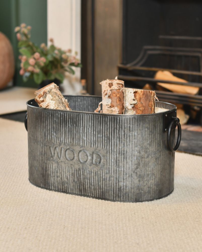 Ribbed 'Farnhill' Natural Steel Log Basket 