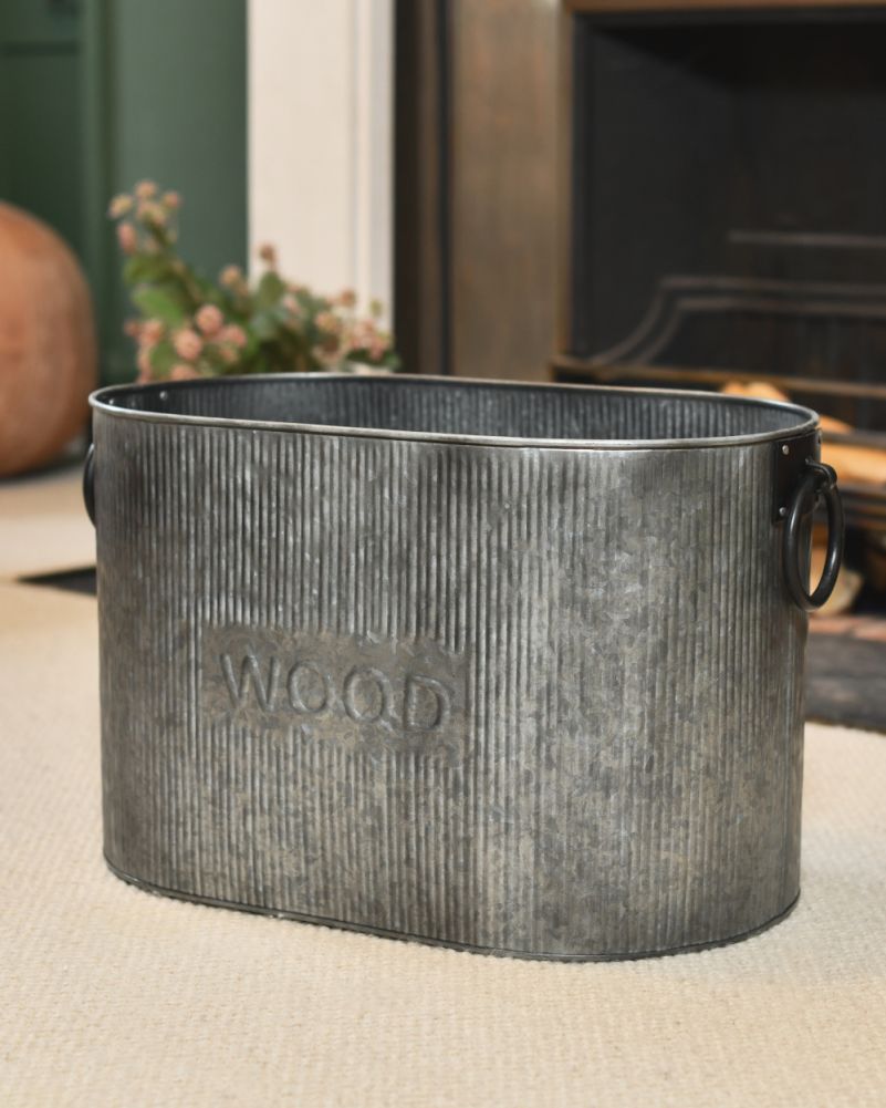 Ribbed 'Farnhill' Natural Steel Log Basket 