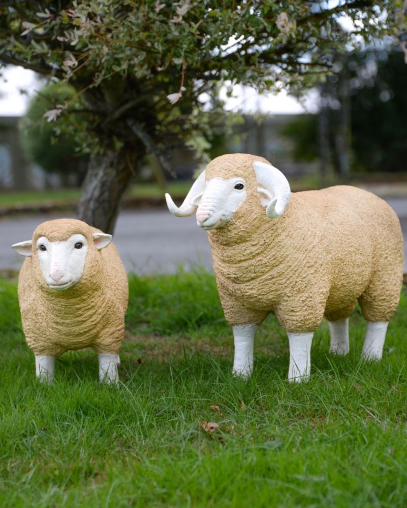'Snow & Brawn' The Ewe & Ram Resin Garden Sculptures side