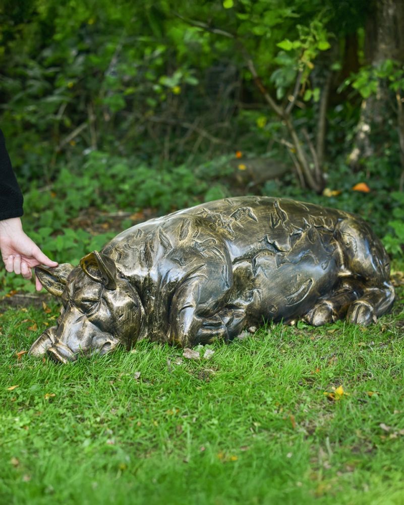 'Snuffles' The Sleeping Pig Resin Garden Sculpture Scale