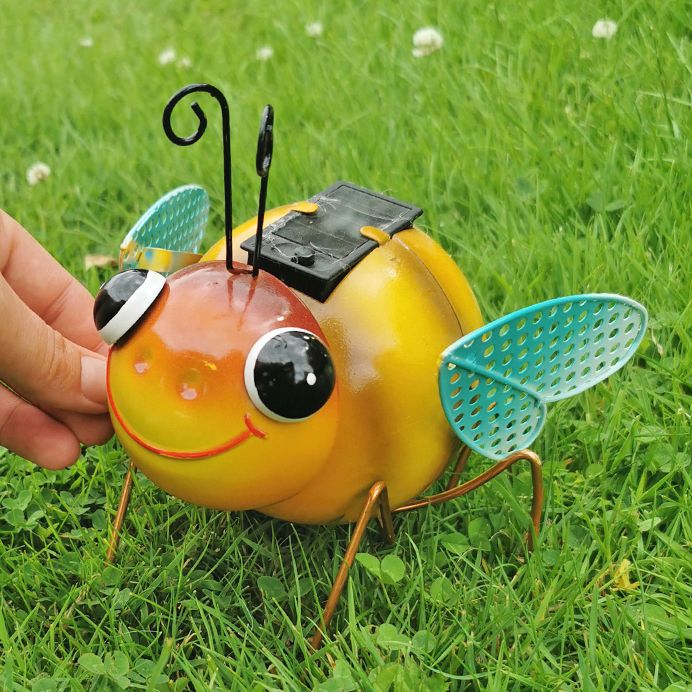 Solar Powered Bumblebee Garden Light To Scale