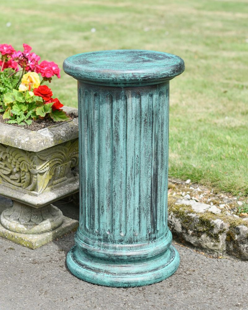 'Sole' Ornate Verdigris Cast Aluminium Sundial Column
