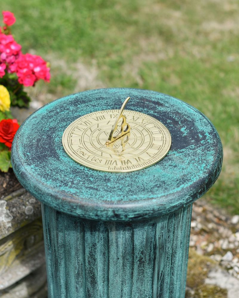 'Sole' Ornate Verdigris Cast Aluminium Sundial Column Top