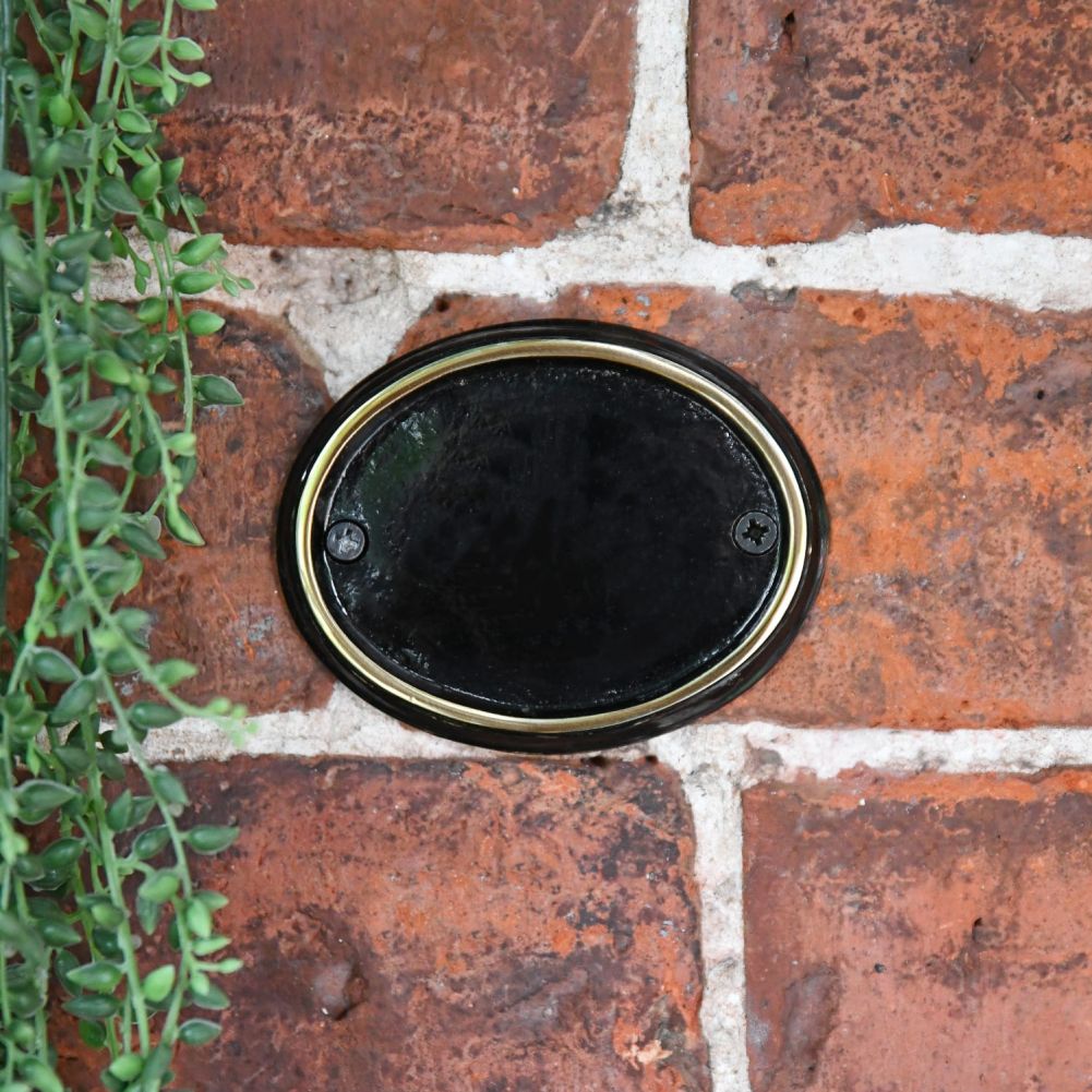 Black and Polished Brass House Number Sign With Vinyl Numbers Blank Sign