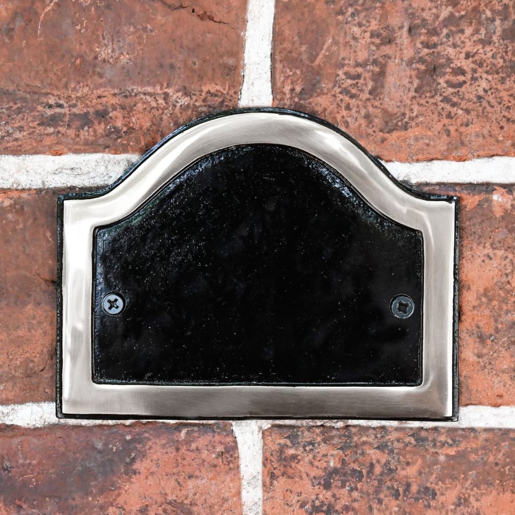 Black And Chrome Arched House Number Sign With Vinyl Numbers Blank Sign