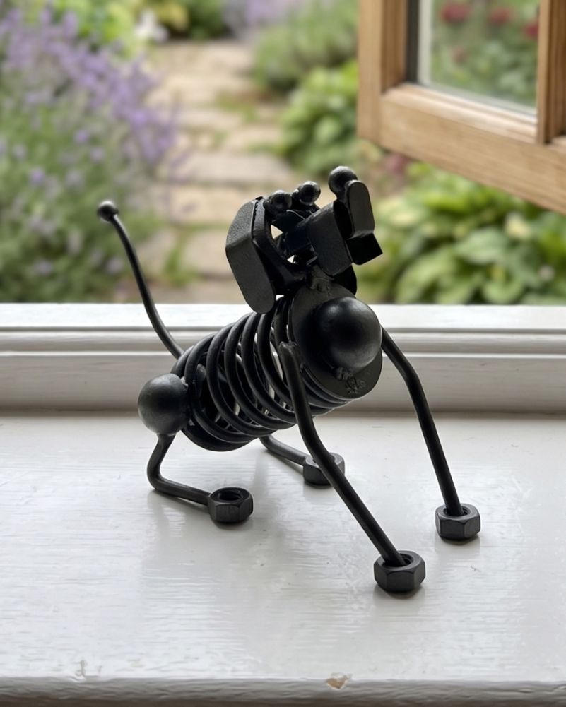 Digital Illustration Of The Sitting Dog Scrap Metal Art Sculpture