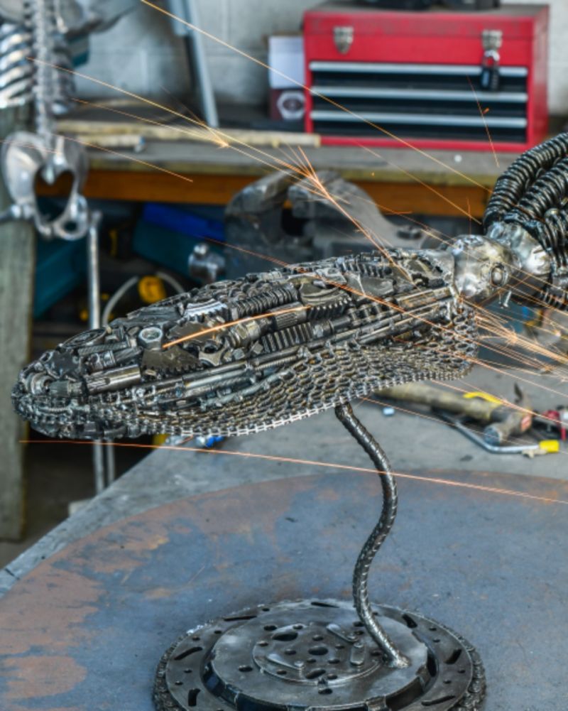 Scrap metal squid close up