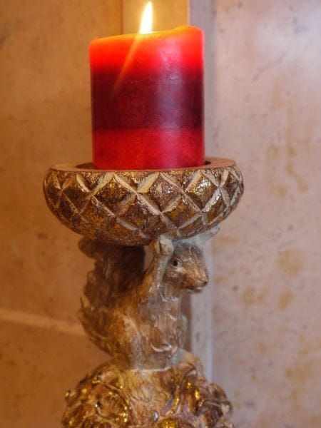 Rustic Wood Effect Squirrel Candle Holder