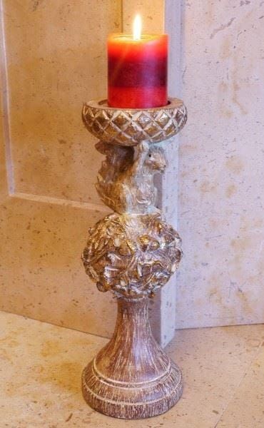 Rustic Wood Effect Squirrel Candle Holder