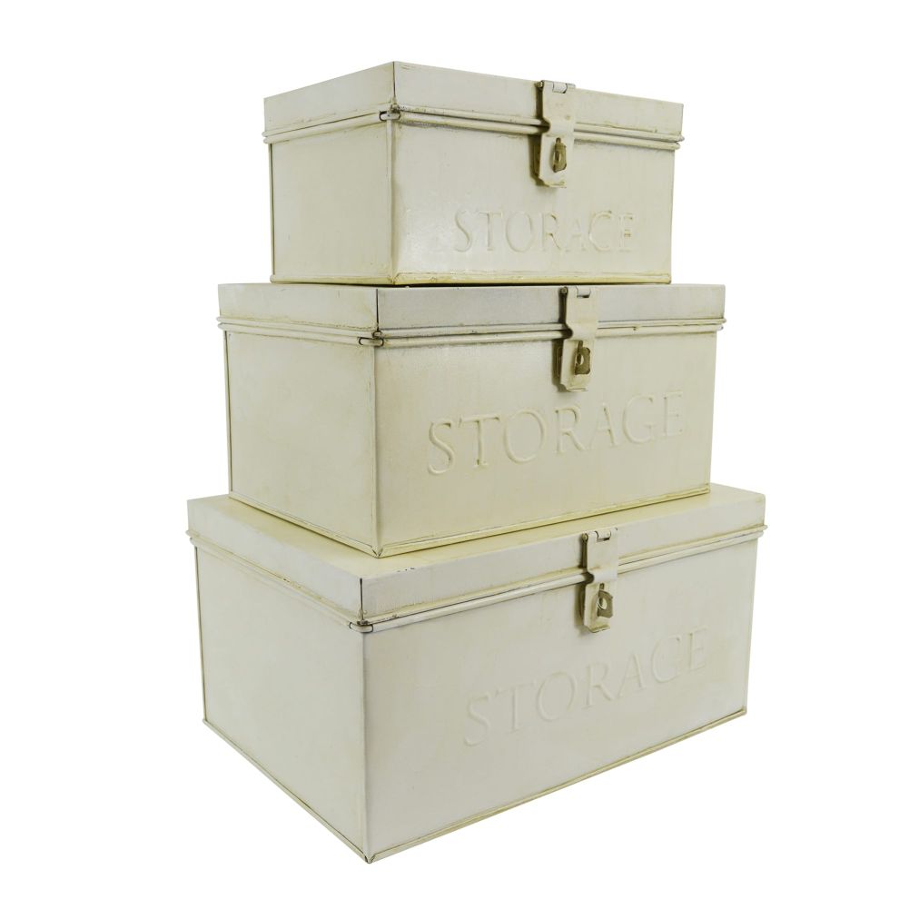 Vintage style cream storage boxes