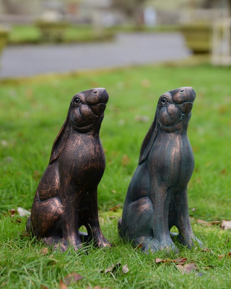 Cast Aluminium Large Stargazing Rabbit Sculpture Avalable In Both Verdigris & Bronze
