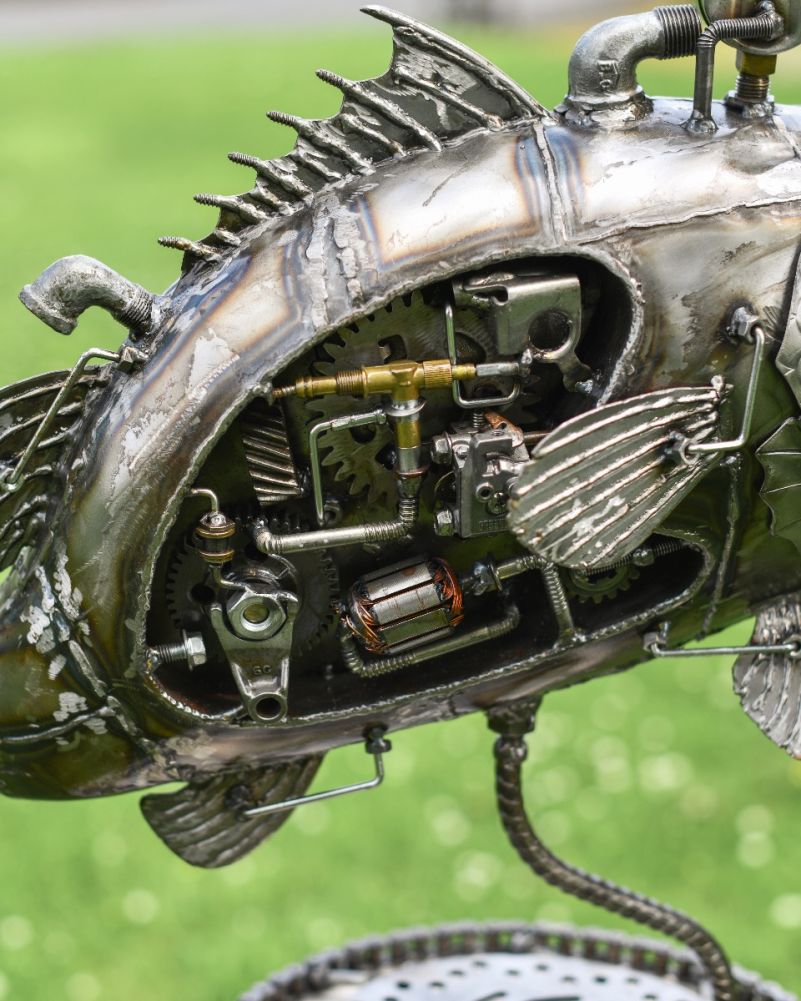 Steam Punk Angler Fish Recycled Metal Parts Sculpture