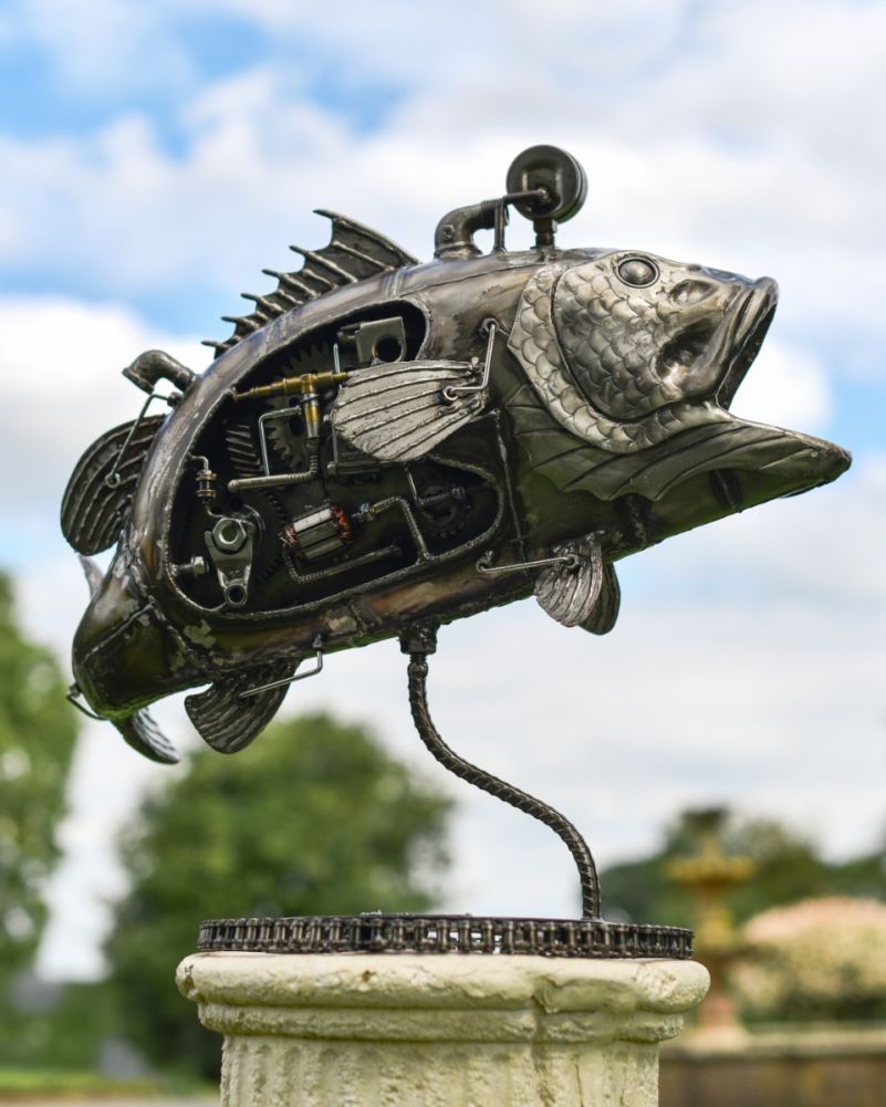 Steam Punk Angler Fish Recycled Metal Parts Sculpture