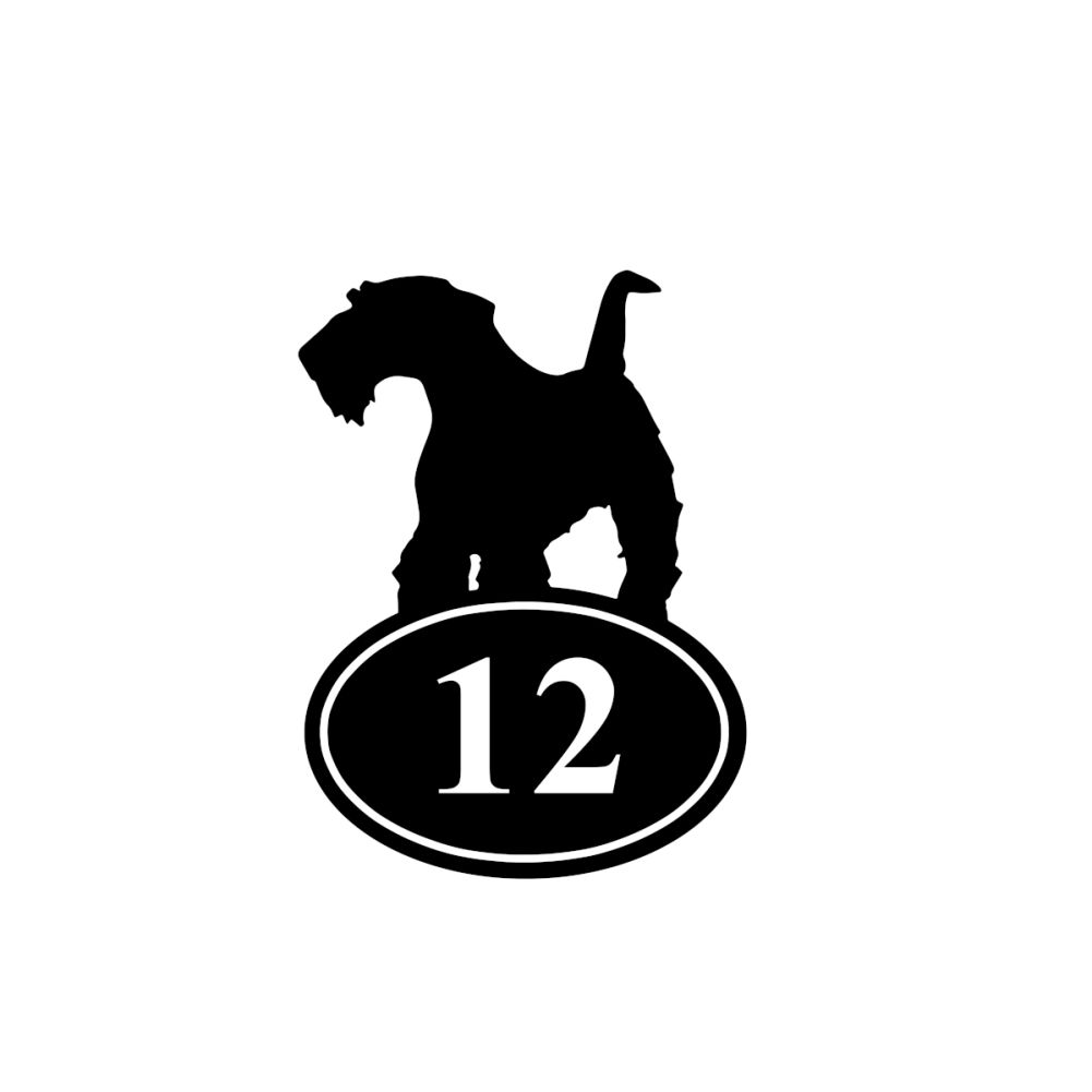 Steel Airedale Terrier House Number Sign