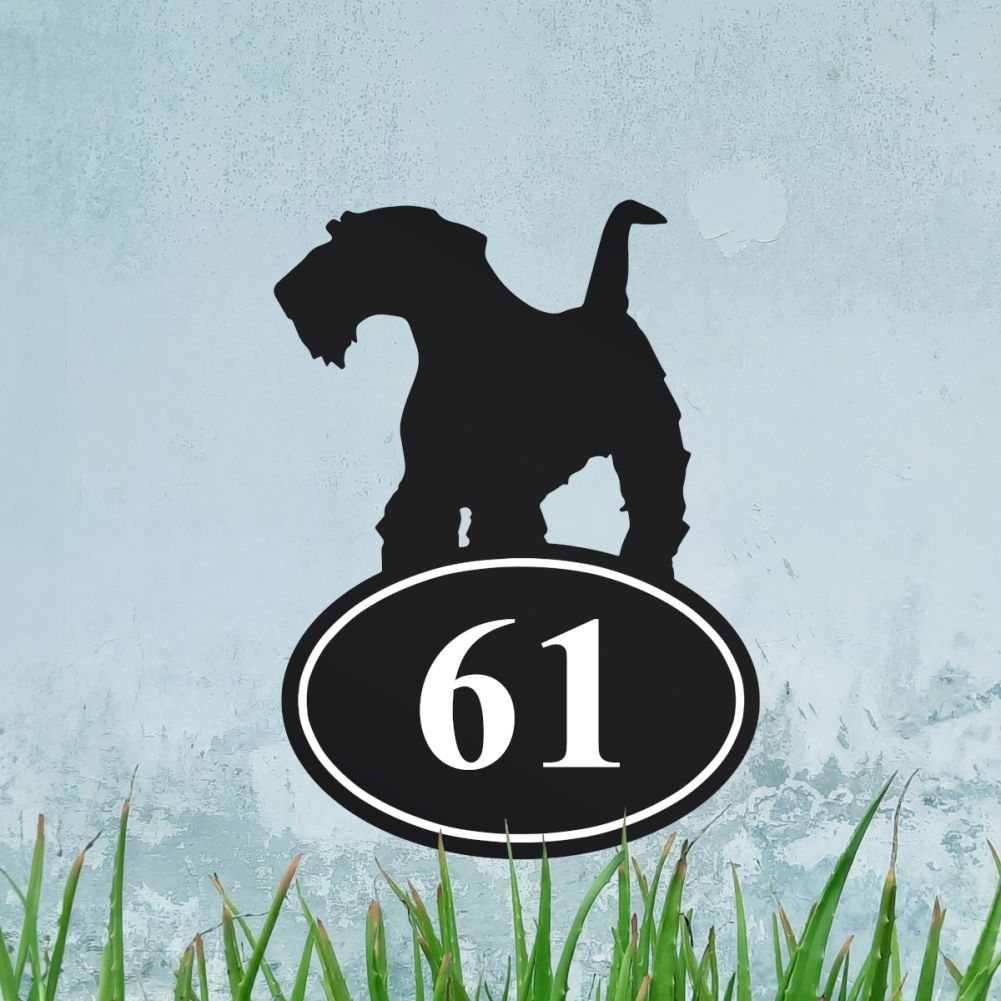 Steel Airedale Terrier House Number Sign