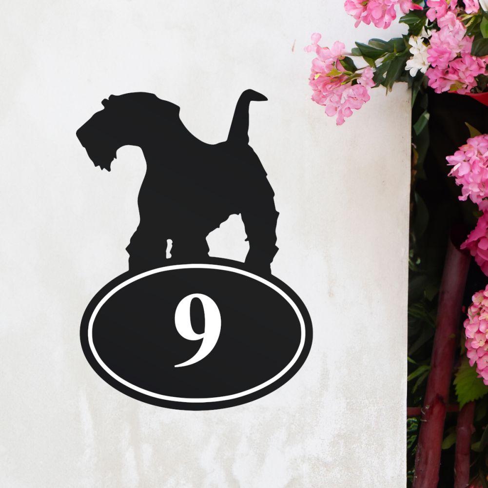 Steel Airedale Terrier House Number Sign