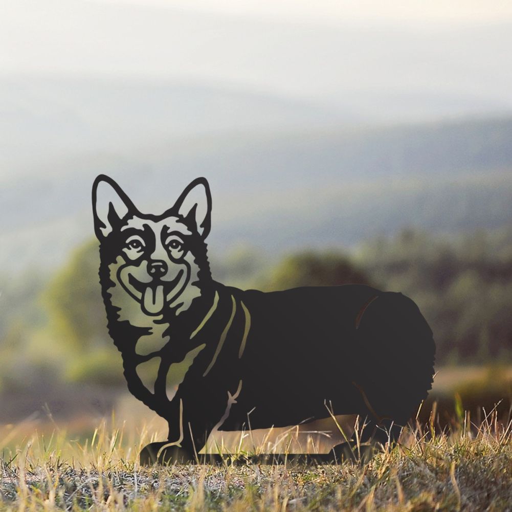Steel Black Pembroke Welsh Corgi Silhouette In A Cloudy Setting