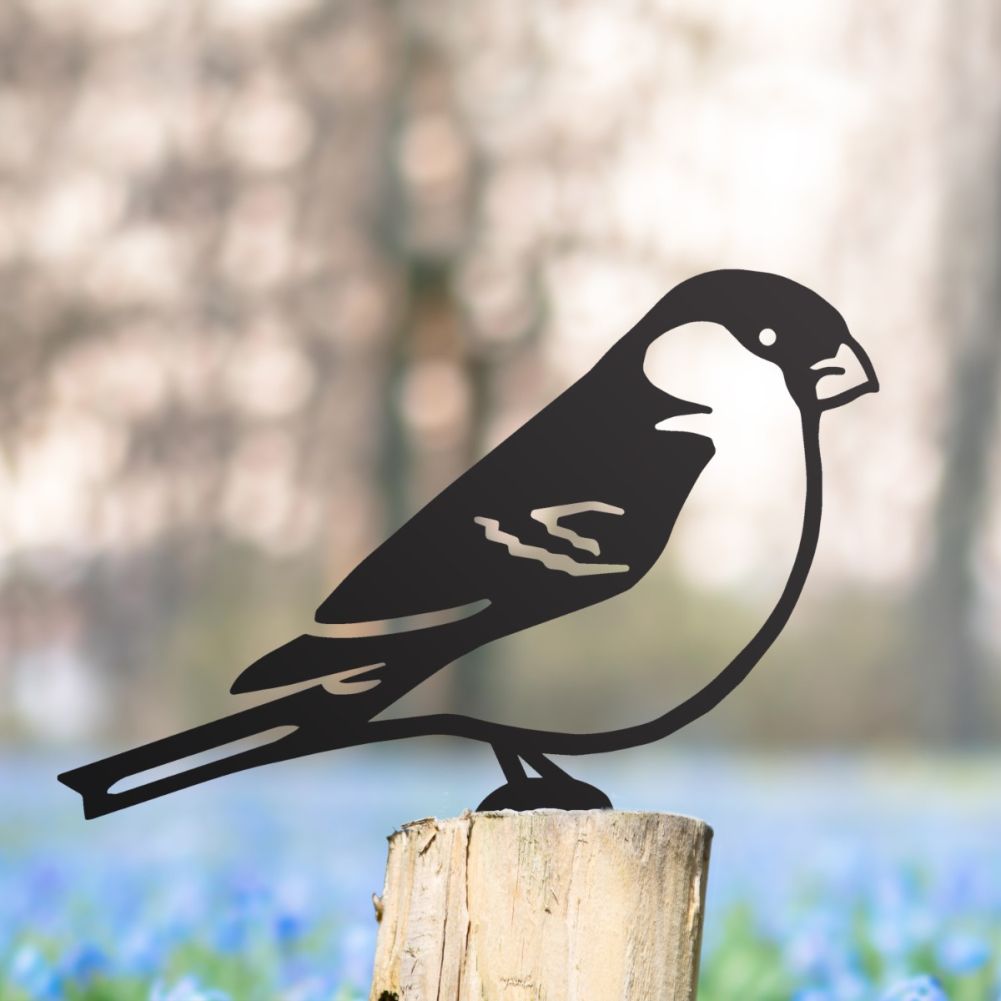 Steel Bullfinch Fence Topper In Black In A Wildflower Setting