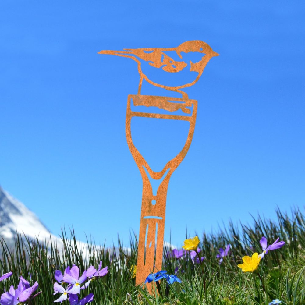 Steel Coal Tit Garden Silhouette in Rustic in a Blue Sky Setting