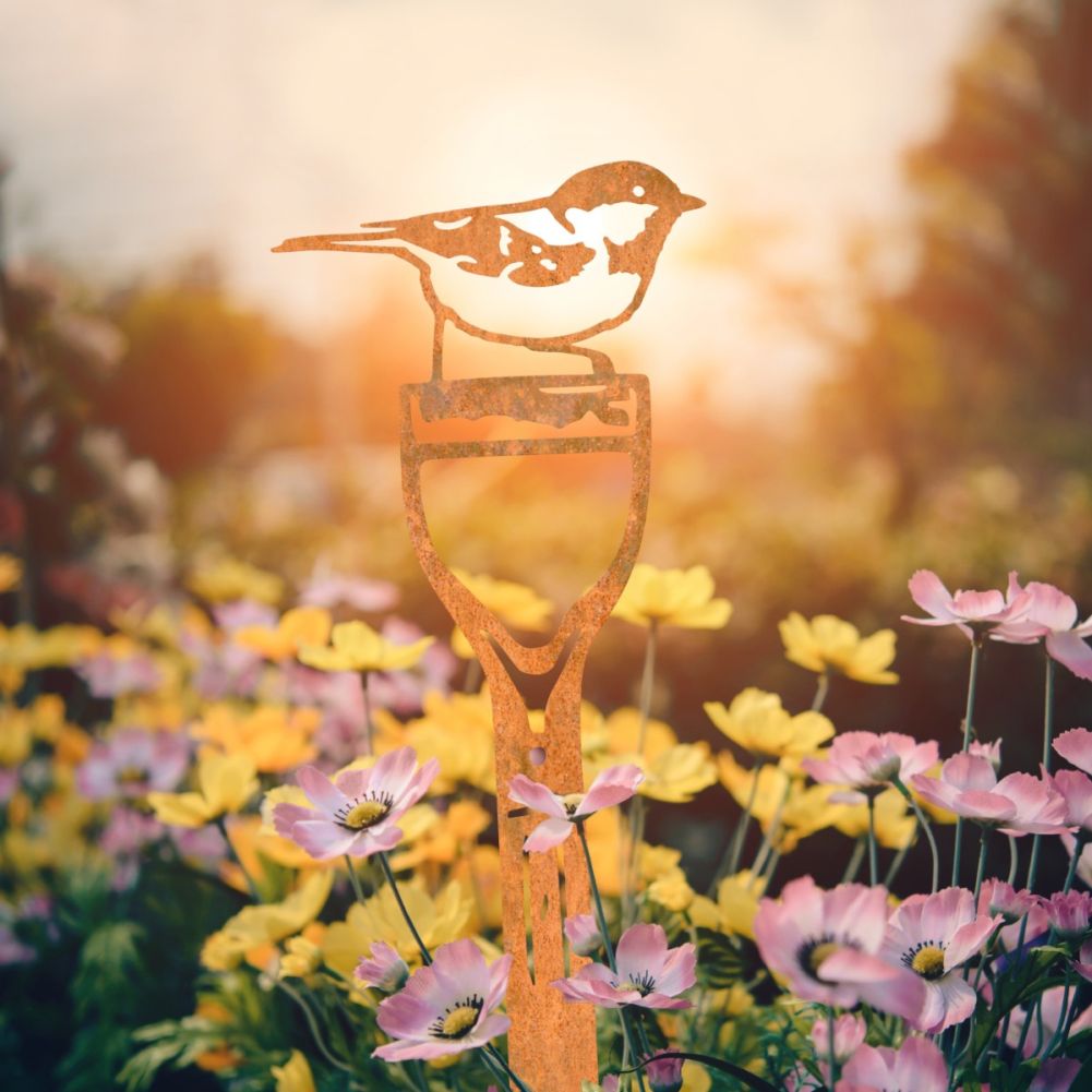 Steel Coal Tit Garden Silhouette in Rustic in a Sun Set Setting