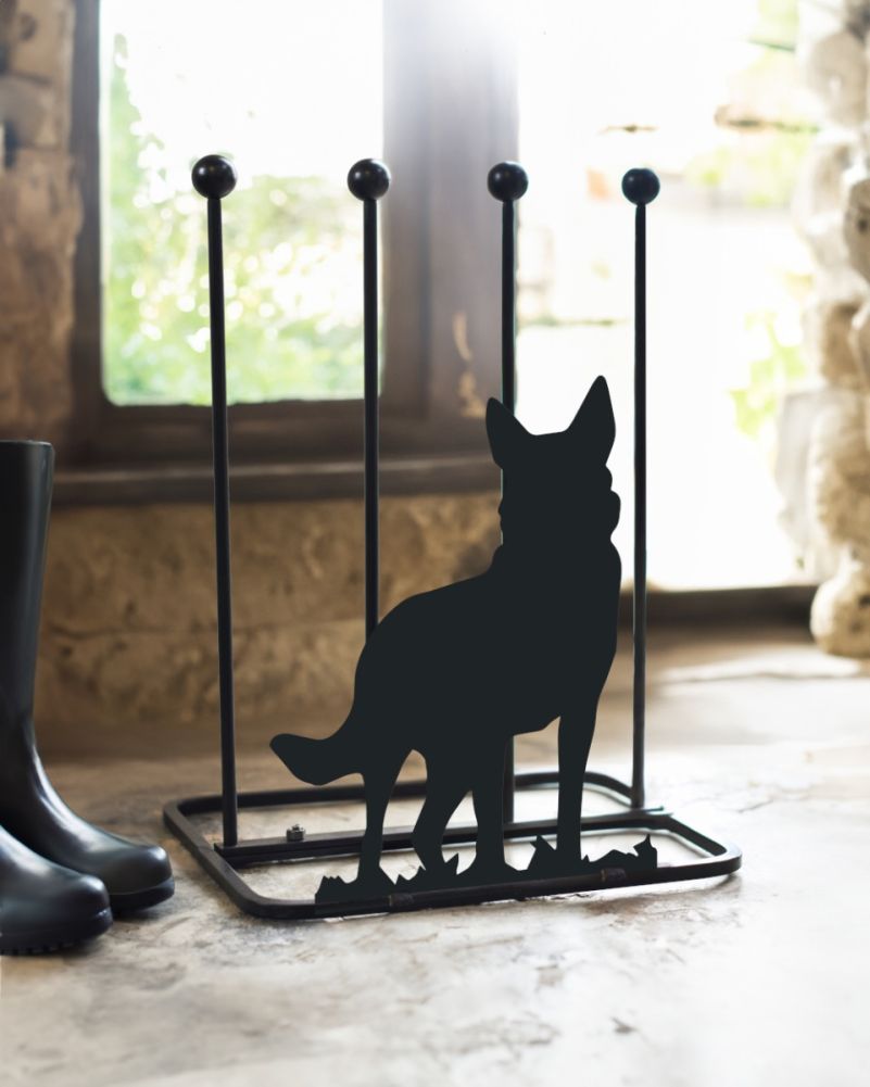 Steel German Shepard Boot Rack In The Garden