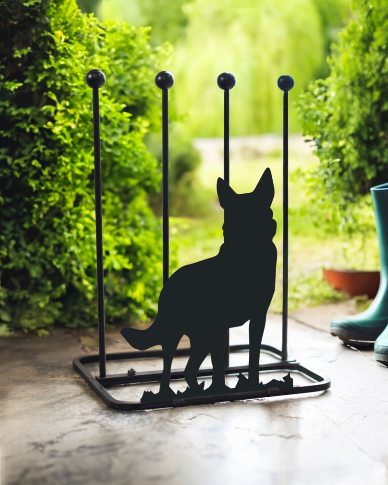 Steel German Shepard Boot Rack Outdoors
