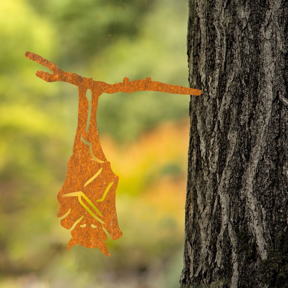 Steel Hanging Bat Tree Spike In Rustic In A Garden Setting