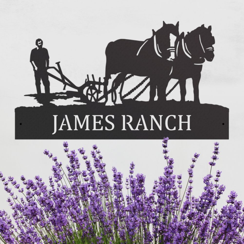 Steel Horse & Plough House Name Sign In A Lavender Setting