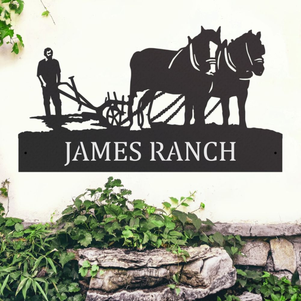 Steel Horse & Plough House Name Sign In Situ