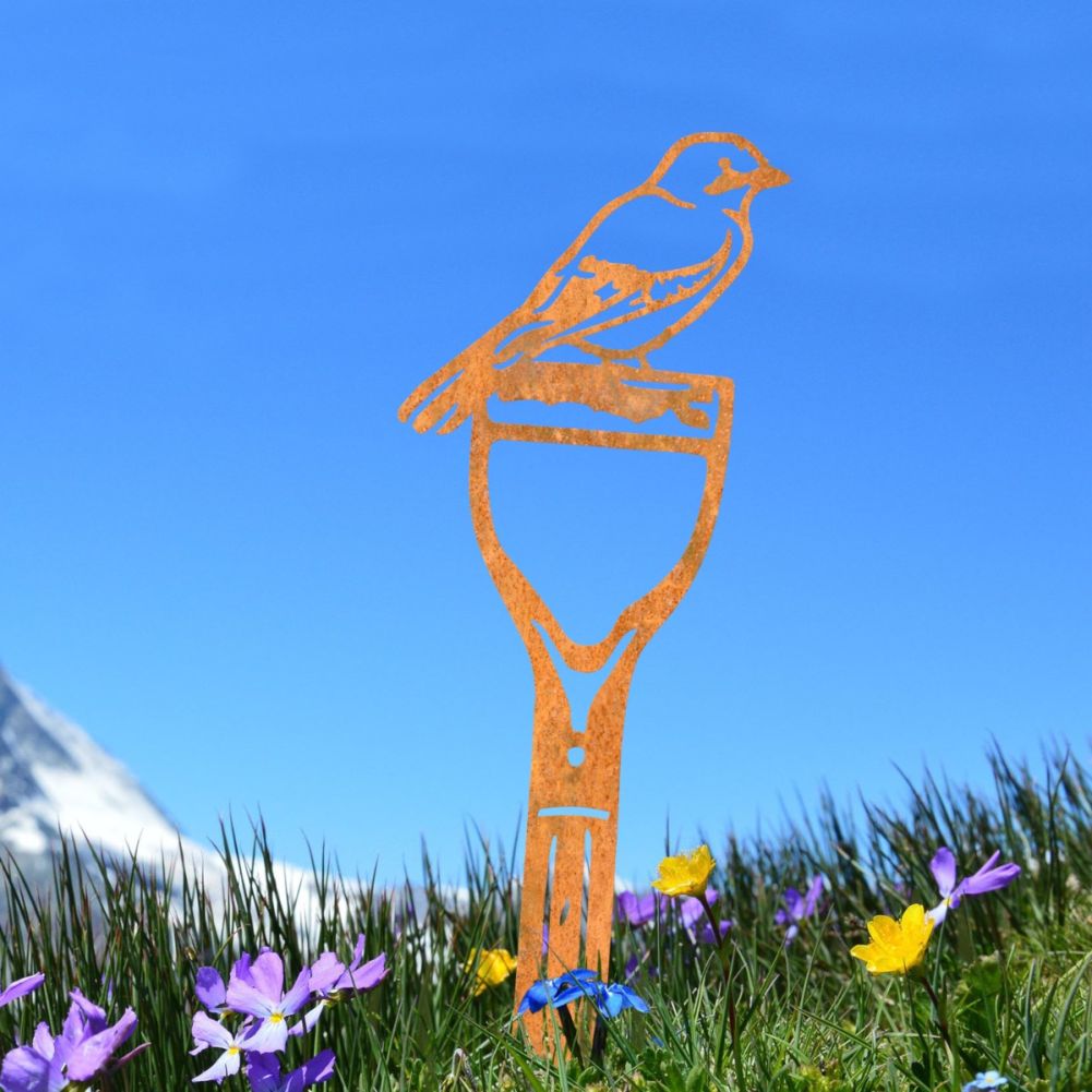 Steel Jay Garden Silhouette in Rustic in a Blue Sky Setting