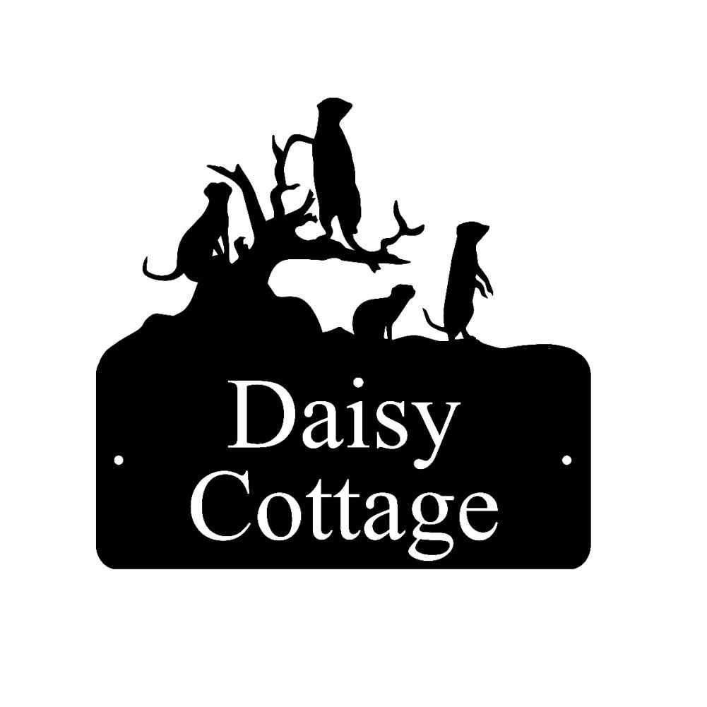 Steel Meerkat House Sign On A White Background