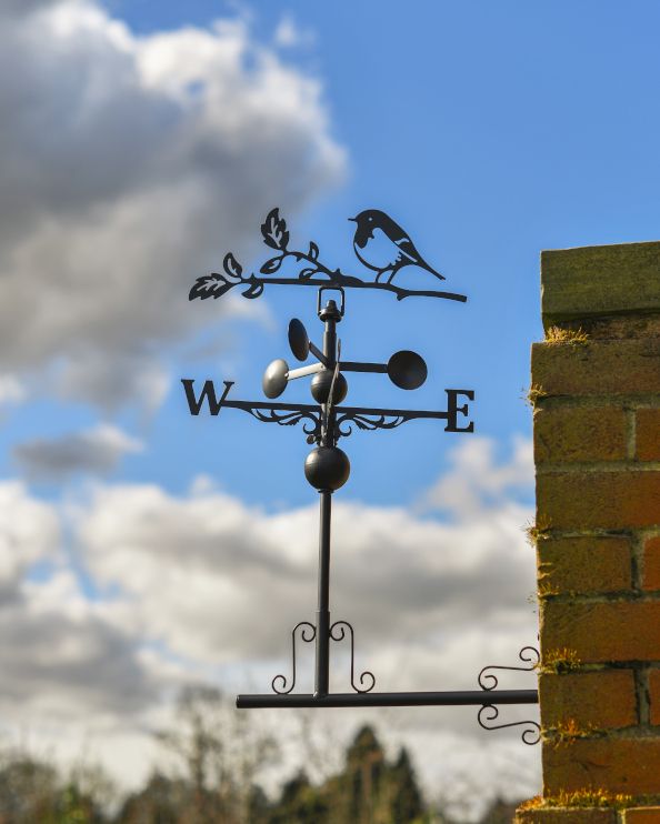 Steel Perched Robin Weathervane On The Wall