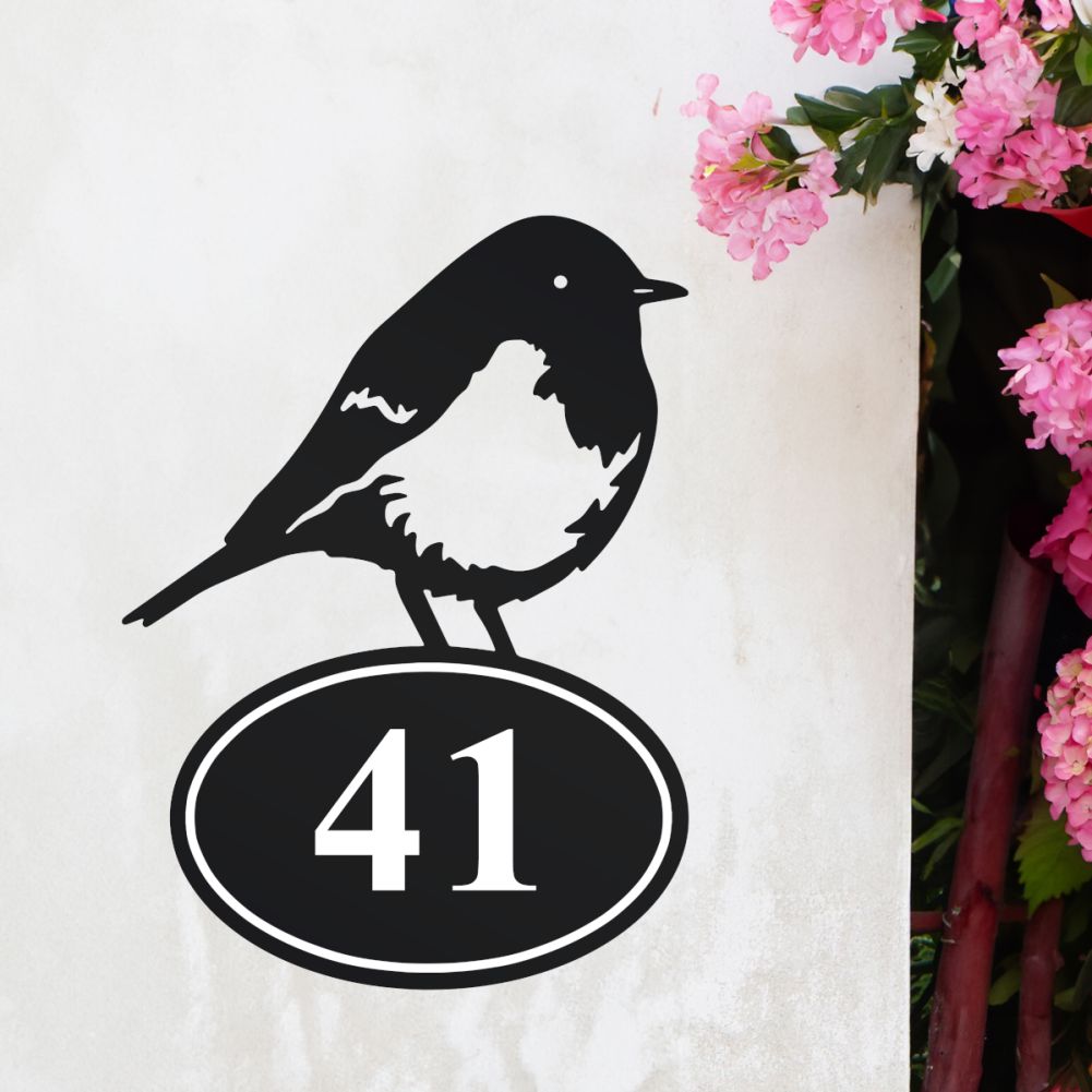Steel Robin House Number Sign