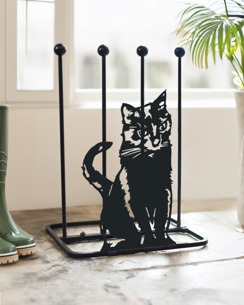 Steel Sitting Cat Boot Rack In The Home