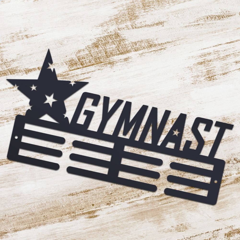 Steel Star Gymnast Medal Hanger On A Flat Surface