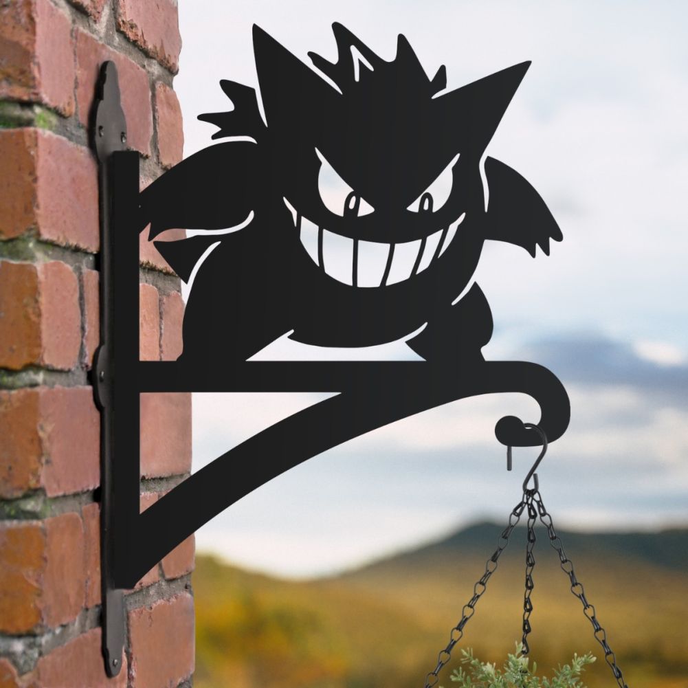 Steel Ultimate Purple Ghost Monster Hanging Basket Bracket In A Countryside Setting