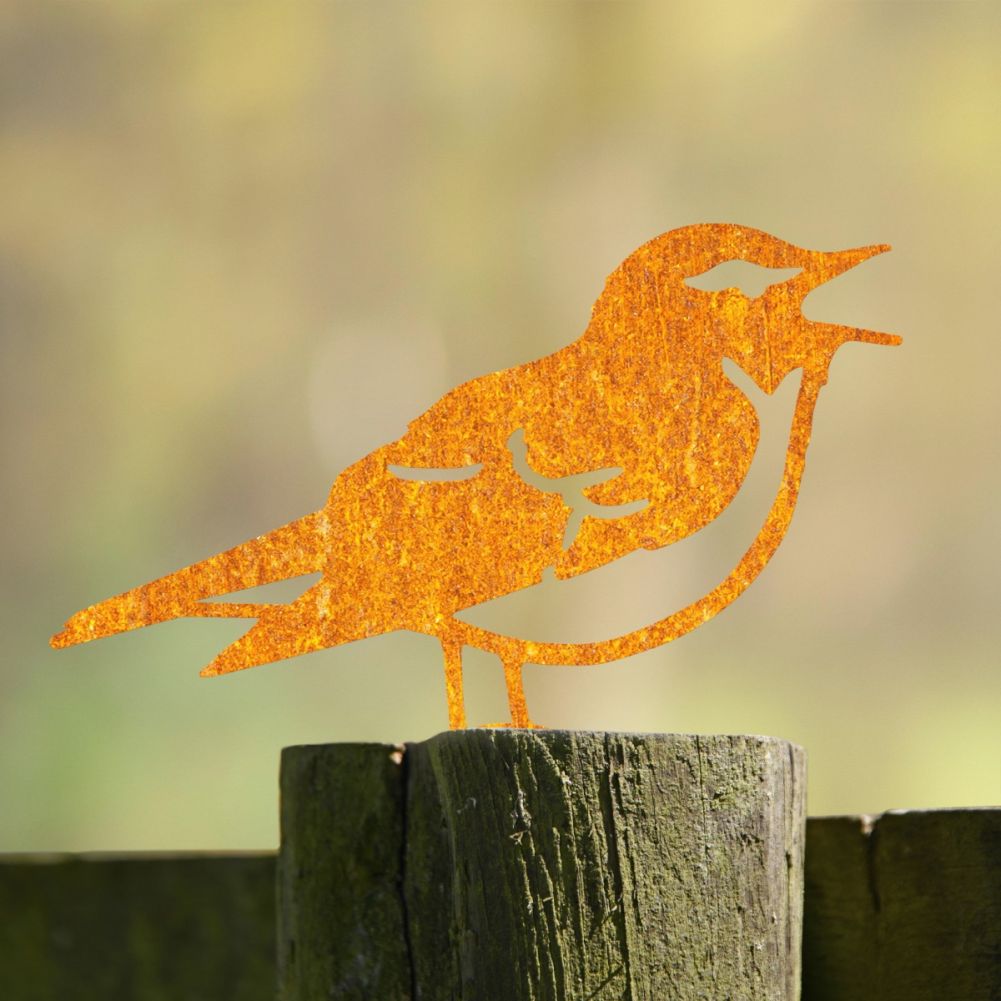 Steel Wood Warbler Fence Topper In Rustic In A Countryside Setting