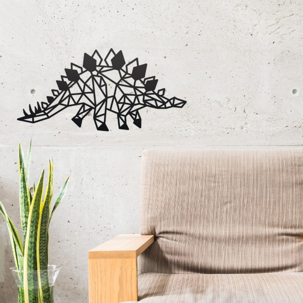 Geometric Stegosaurus Wall Art With a Sofa