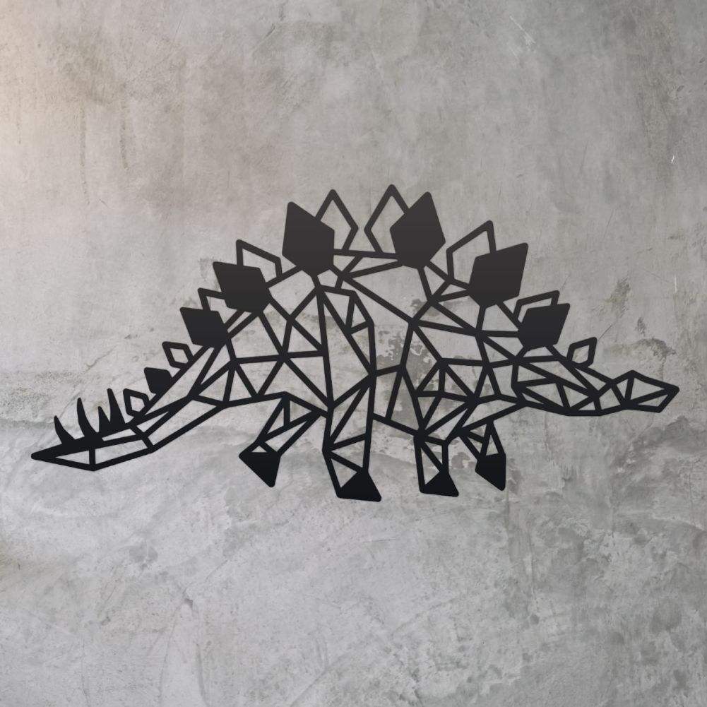 Geometric Stegosaurus Wall Art On a Rustic Wall