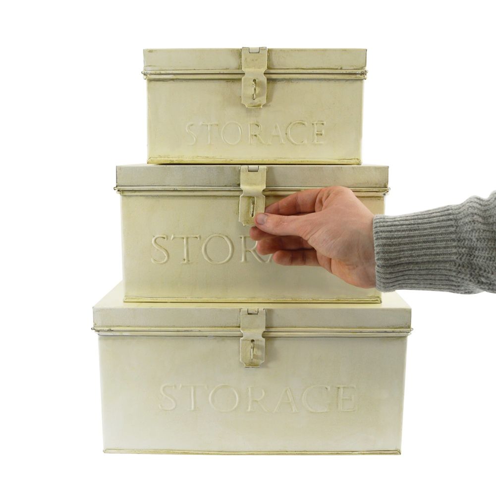 Stacked storage boxes