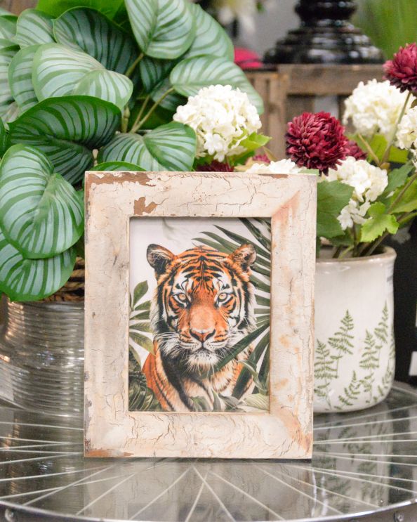 'Striped Majesty' Recycled Wooden Framed Tiger Artwork