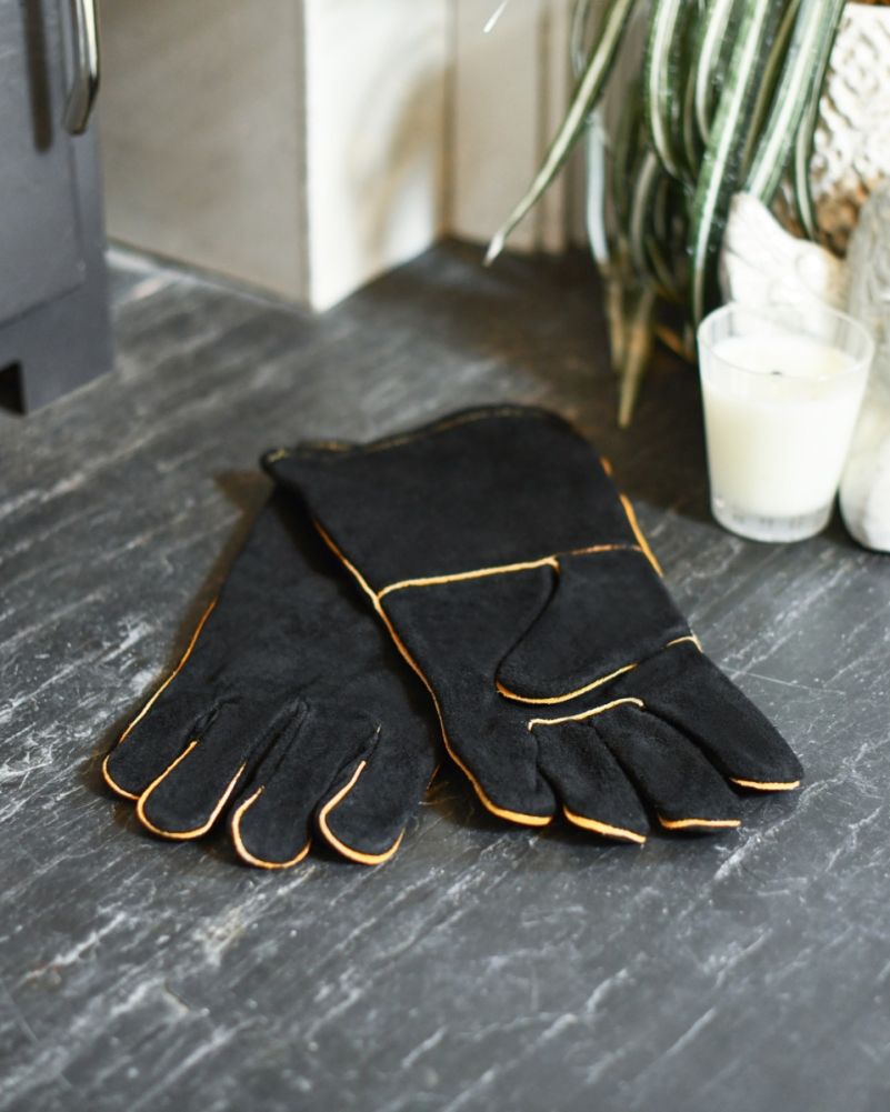 High Quality Suede Black & Gold Fireside Gloves
