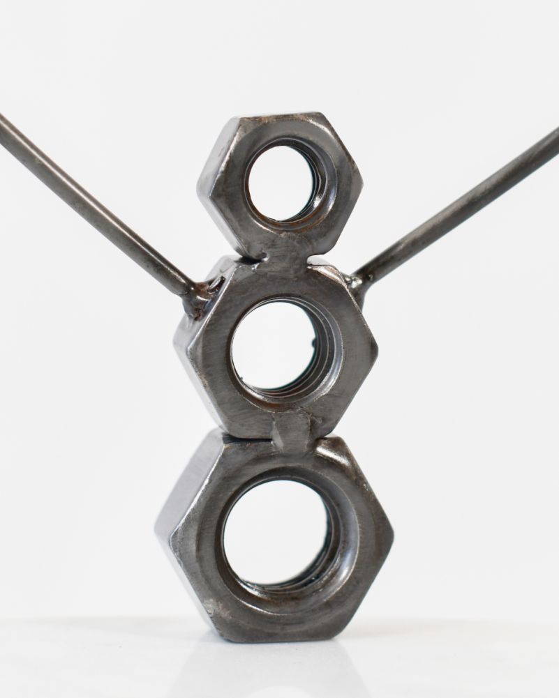 'Sunny' The Snowman Scrap Metal Art Sculpture Close Up