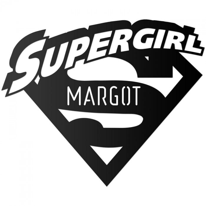 'Supergirl' Personalised Wall Art in a Black Finish