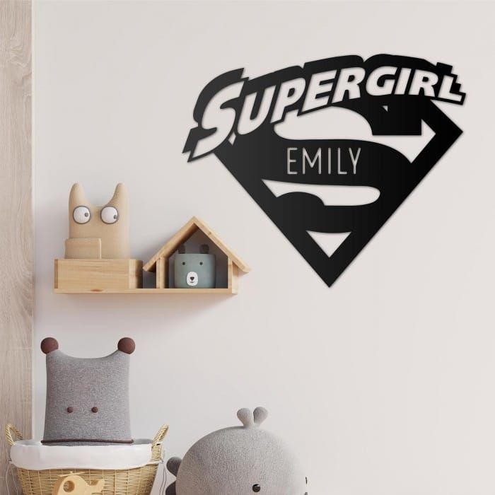  'Supergirl' Personalised Wall Art in Situ in the Home