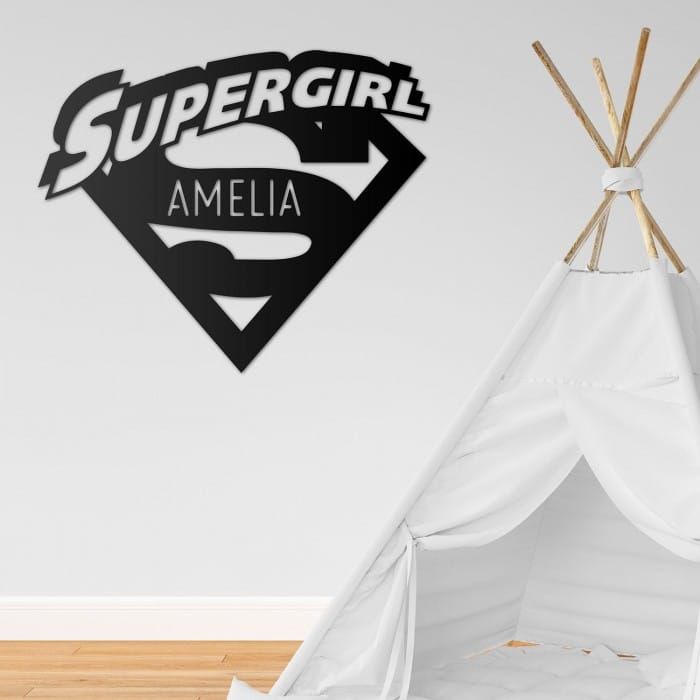 'Supergirl' Personalised Wall Art in a Children's Playroom