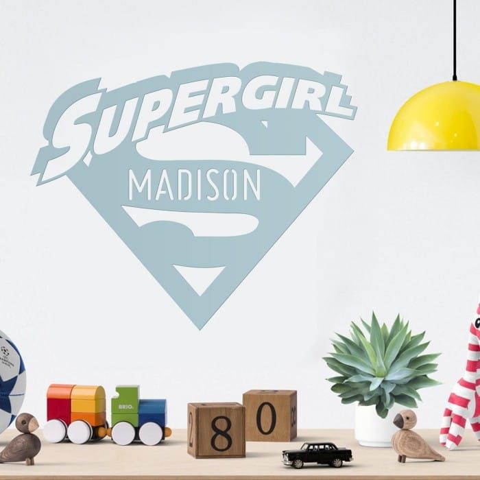'Supergirl' Personalised Wall Art in a Children's Playroom